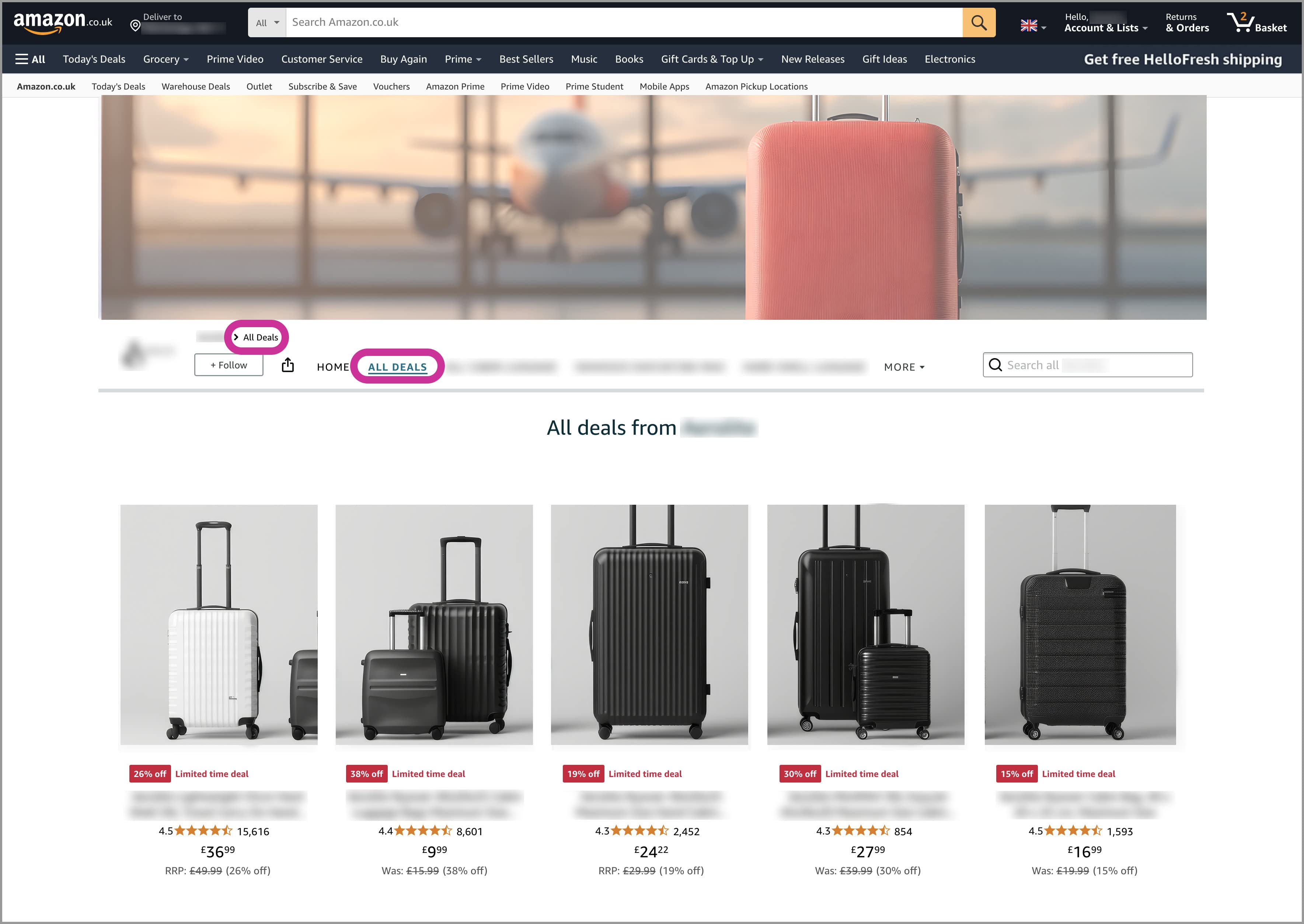 Example of an automatic All Deals Page layout