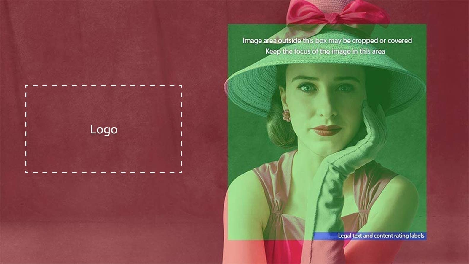 Example of safe zone for the background image in a Screensaver ad.