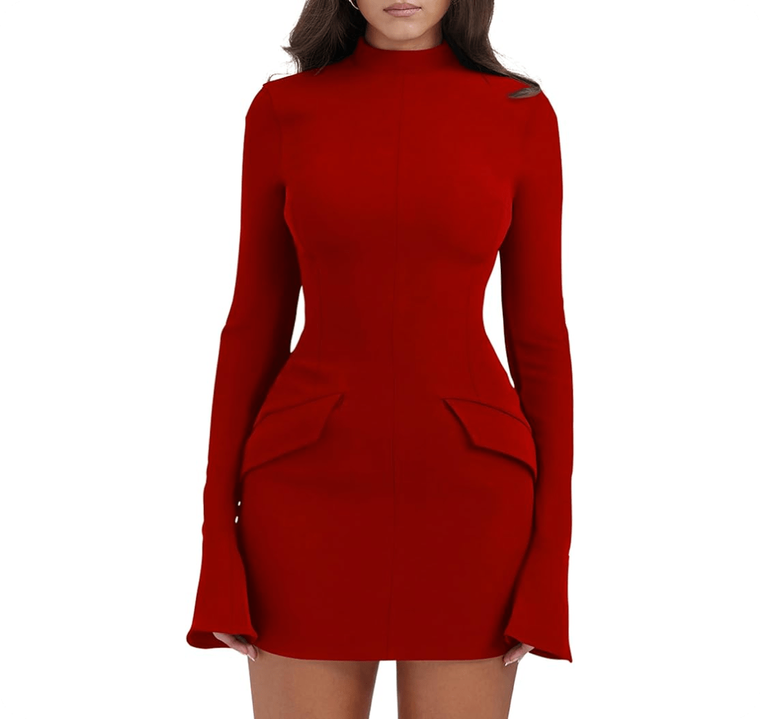 YMDUCH Mock Turtle Neck Dres