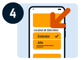 Ilustración para seleccionar entre la configuración de descarga estándar o alta