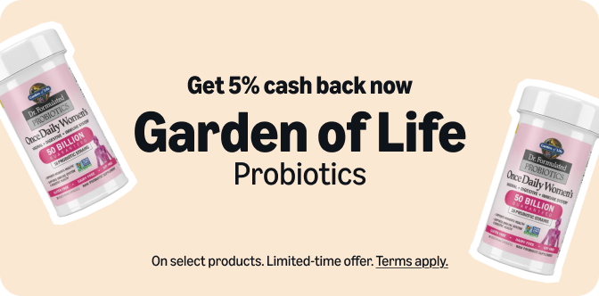 5% cash back on Garden of Life probiotics