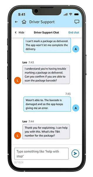 Live chat for all support topics | Amazon Flex