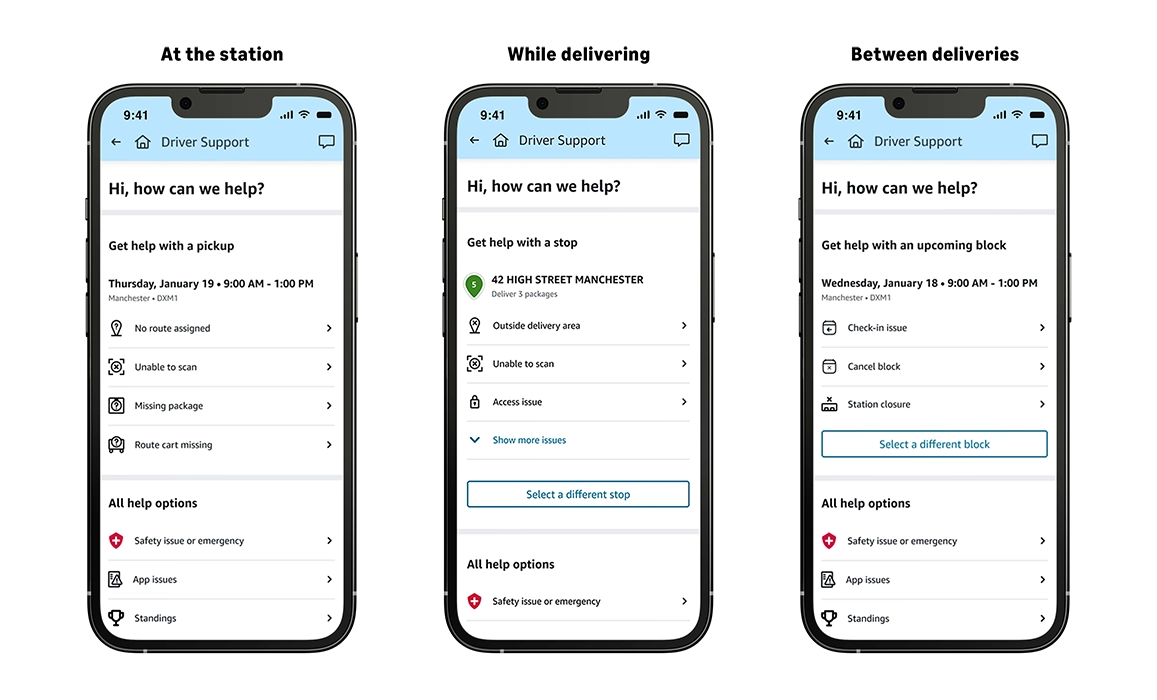 Location-based support in Amazon Flex | Amazon Flex