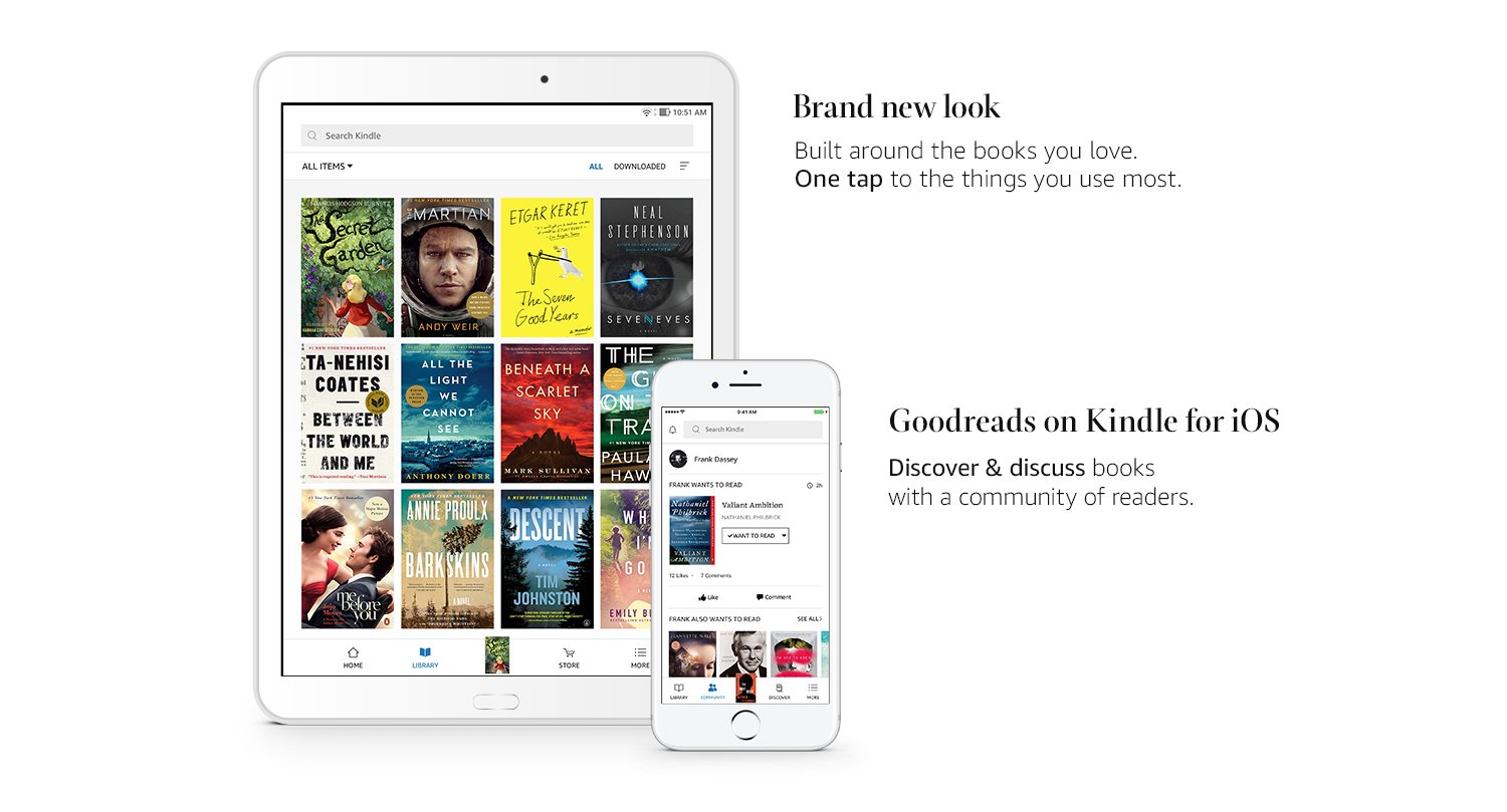 Brand new look. Built around the books you love. One tap to the things you use most. Goodreads on Kindle for iOS. Discover and discuss books with a community of readers.