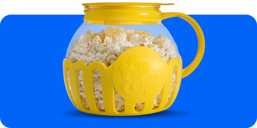 A yellow popcorn container with handle