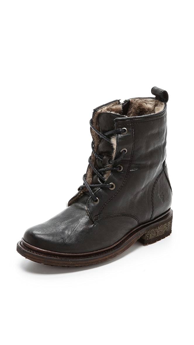 frye valerie shearling lace up