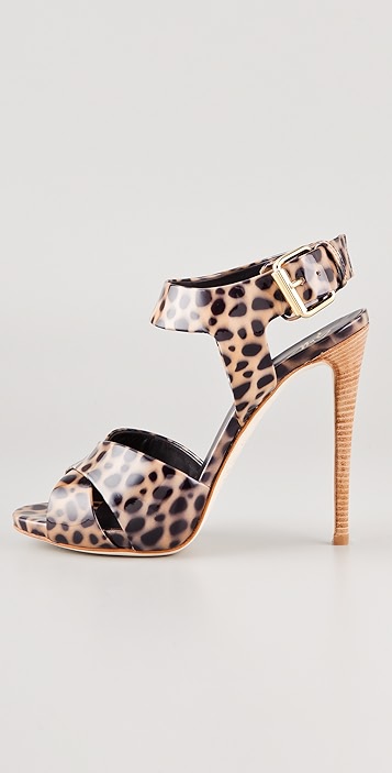 high heel leopard sandals