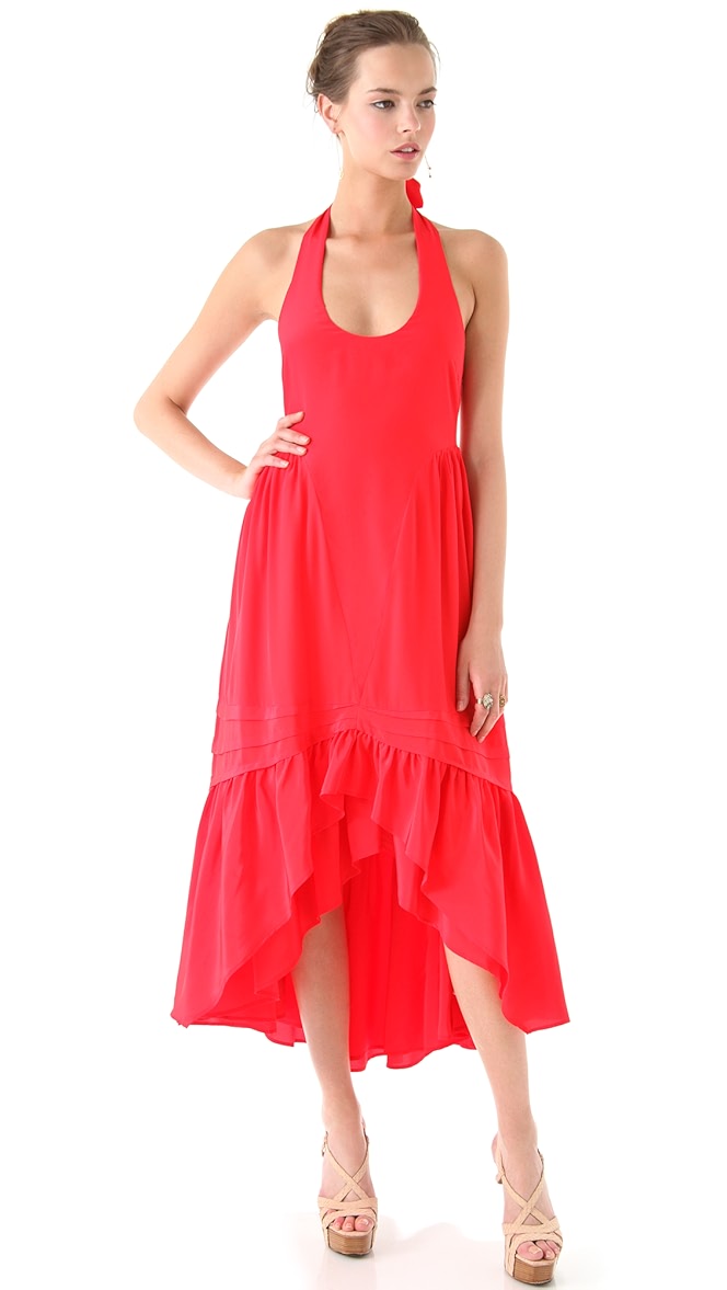 juicy couture pleated halter maxi dress