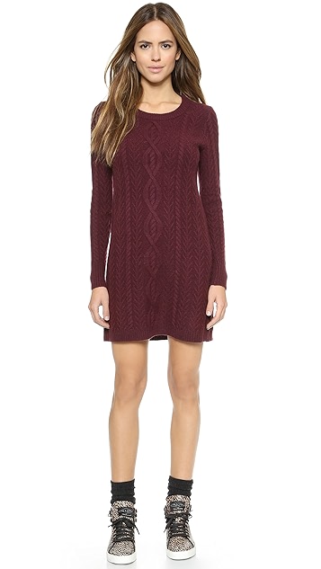 red cable sweater dress