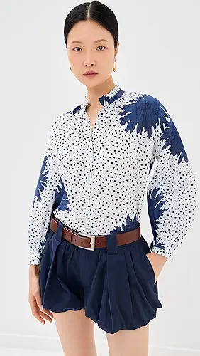 Alix Of Bohemia Poet Indigo Dahlia Blouse