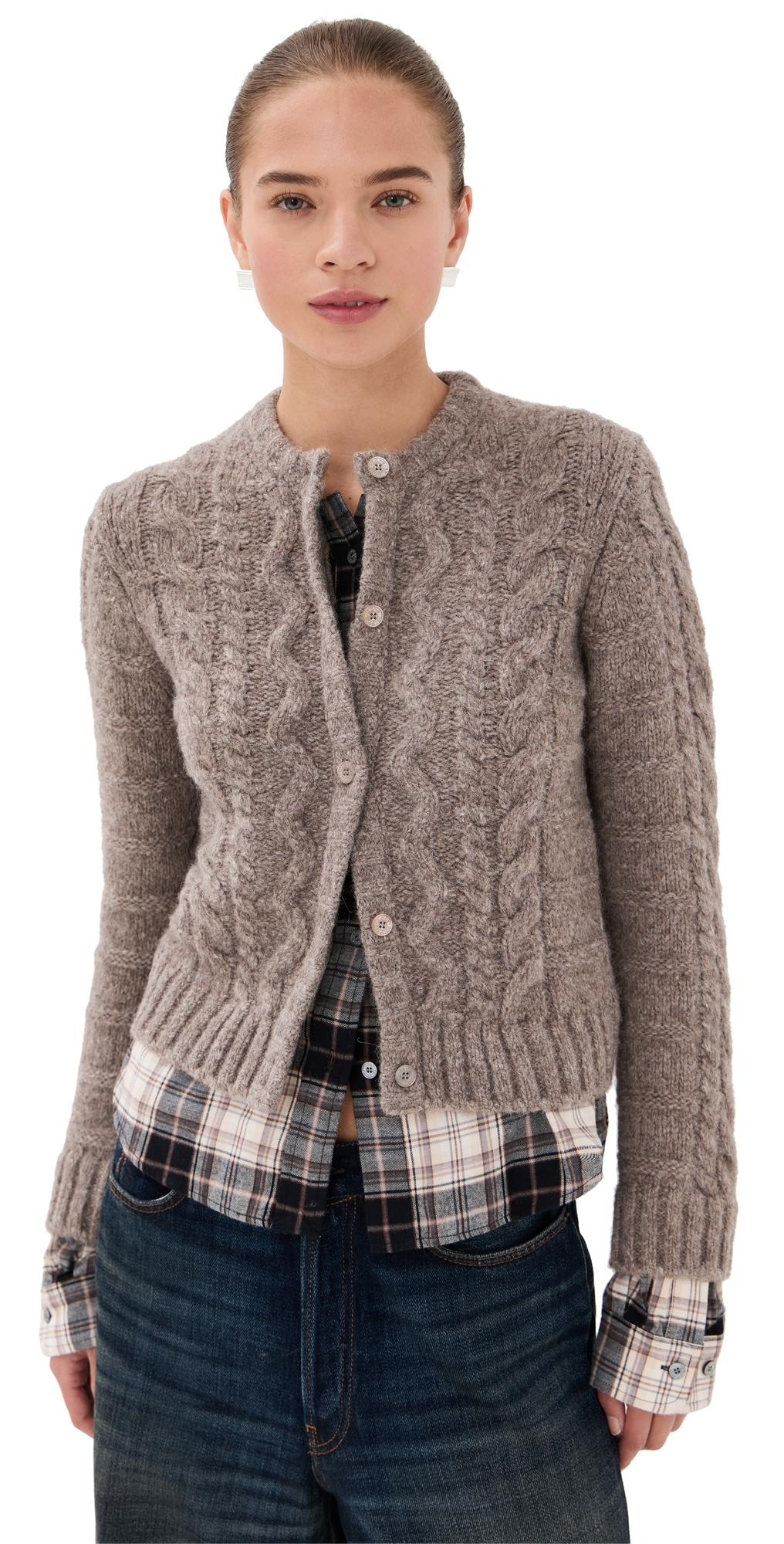 Acne Studios Kunch Layered Alpaca And Yak-blend Cardigan In Brown