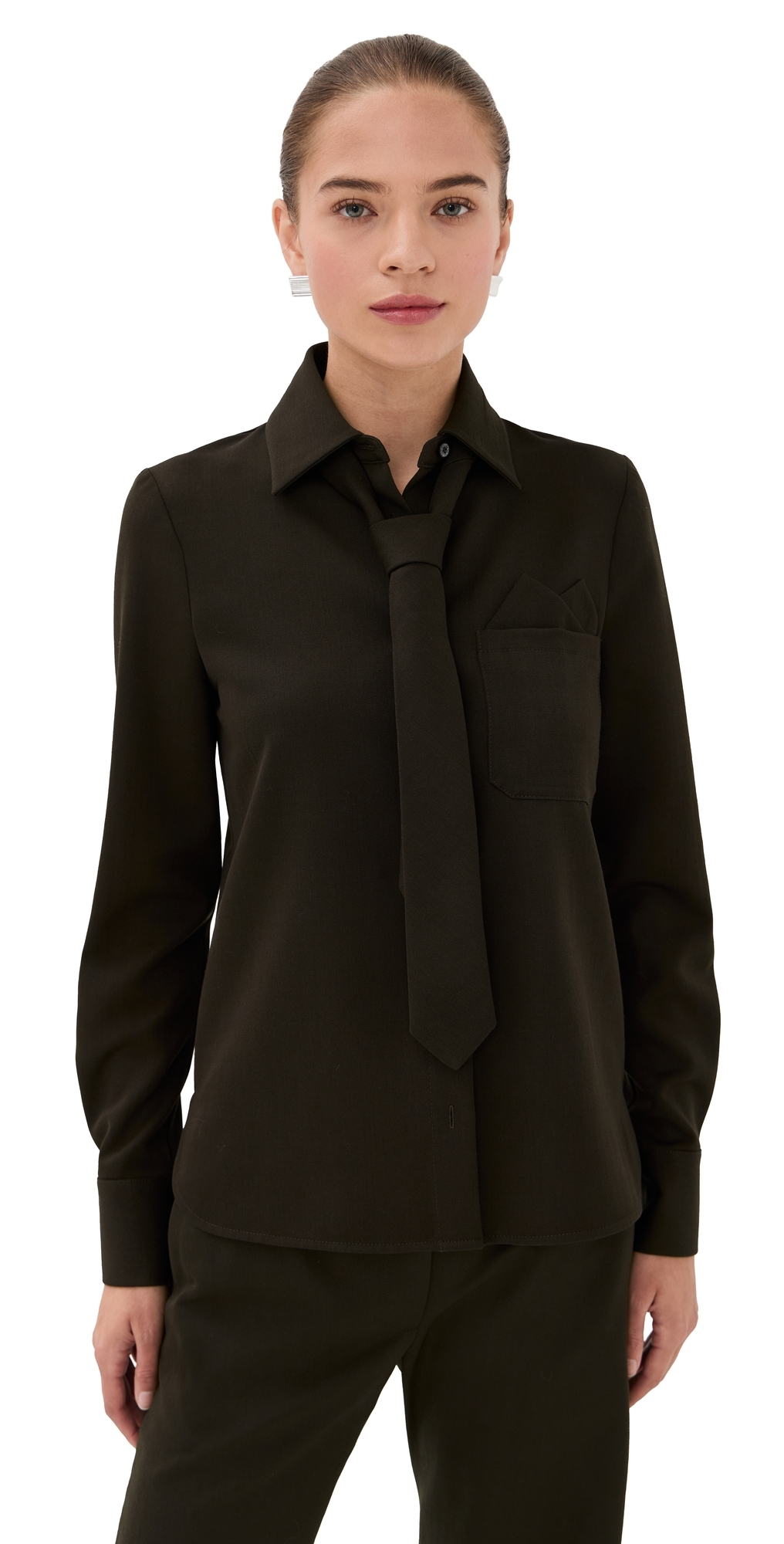 Acne Studios Comfort Gab Button Down Brown In Brown