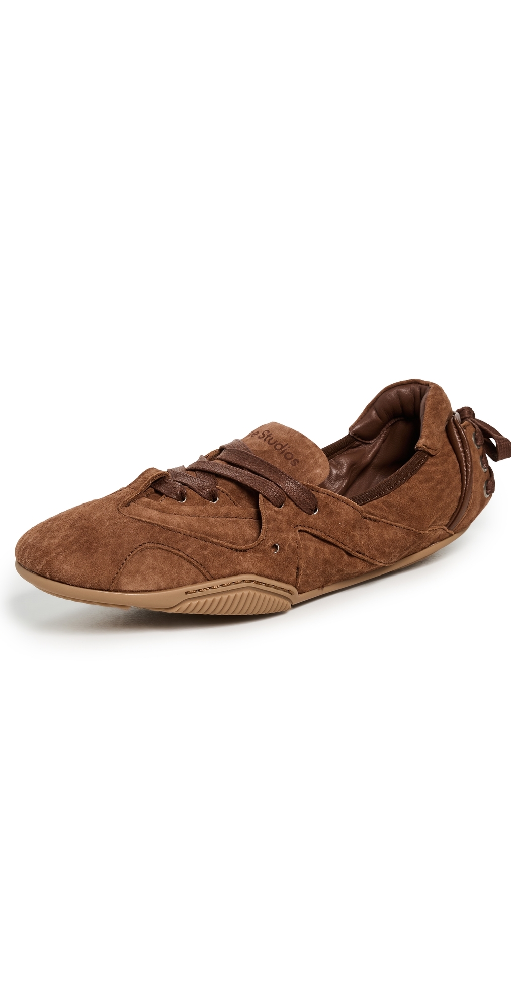 Acne Studios Leather Trimmed Paneled Suede Flats Brown In Brown