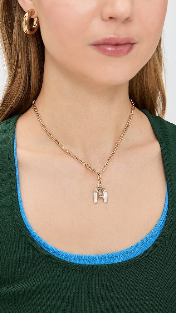 Adina Reyter Groovy Diamond Initial Hinged Charm Necklace