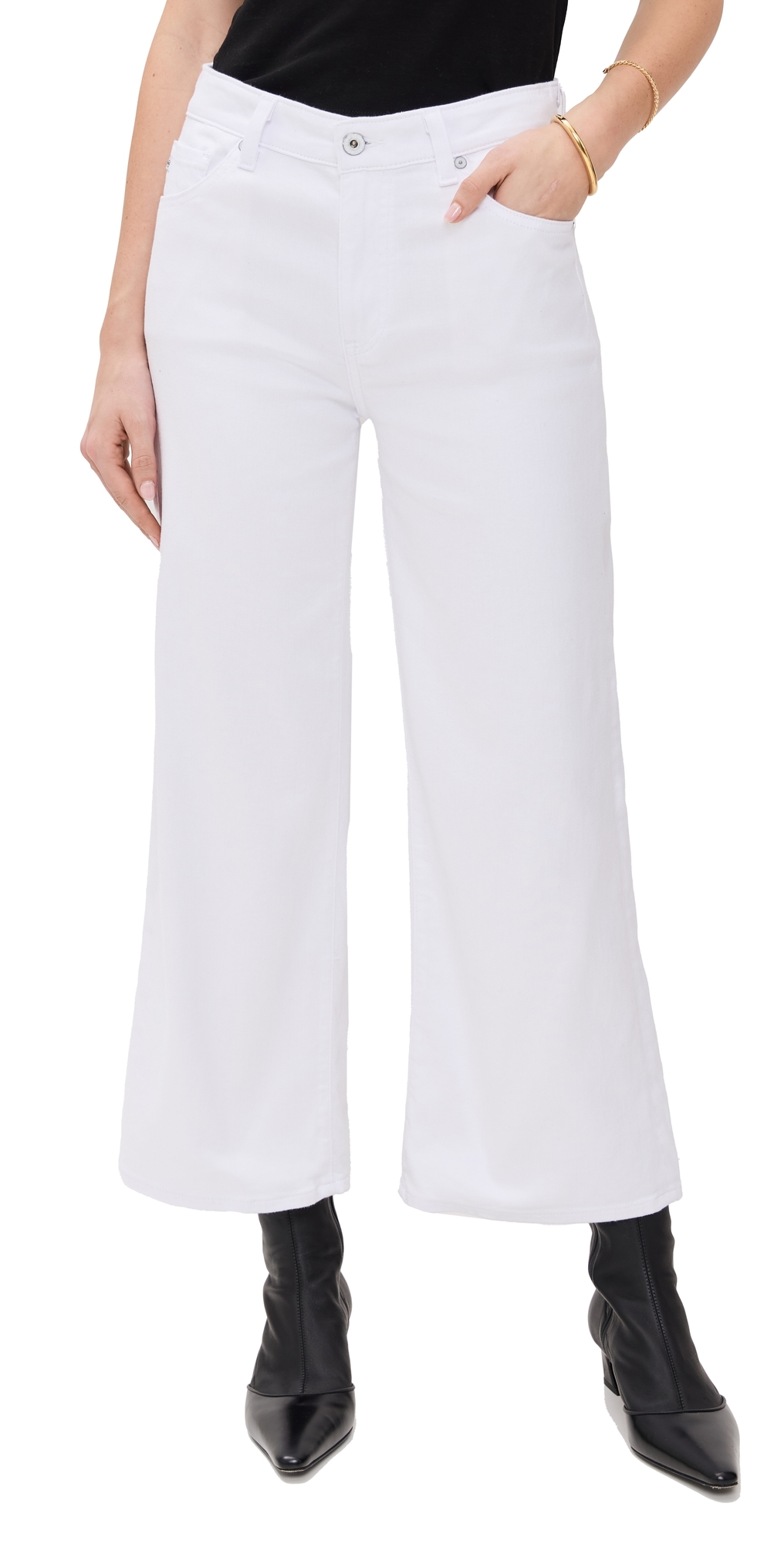 Ag Saige High Waist Ankle Wide Leg Jeans In Gallery White