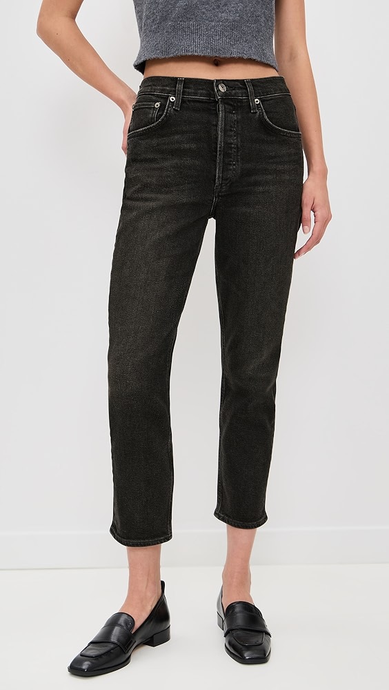 AGOLDE Riley High Rise Straight Crop Jeans | Shopbop