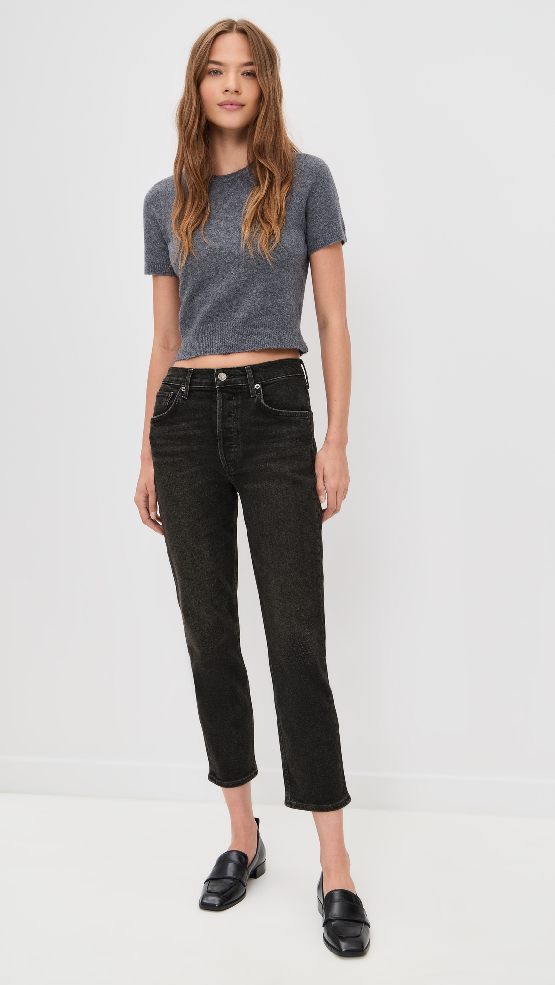 AGOLDE Riley High Rise Straight Crop Jeans | Shopbop