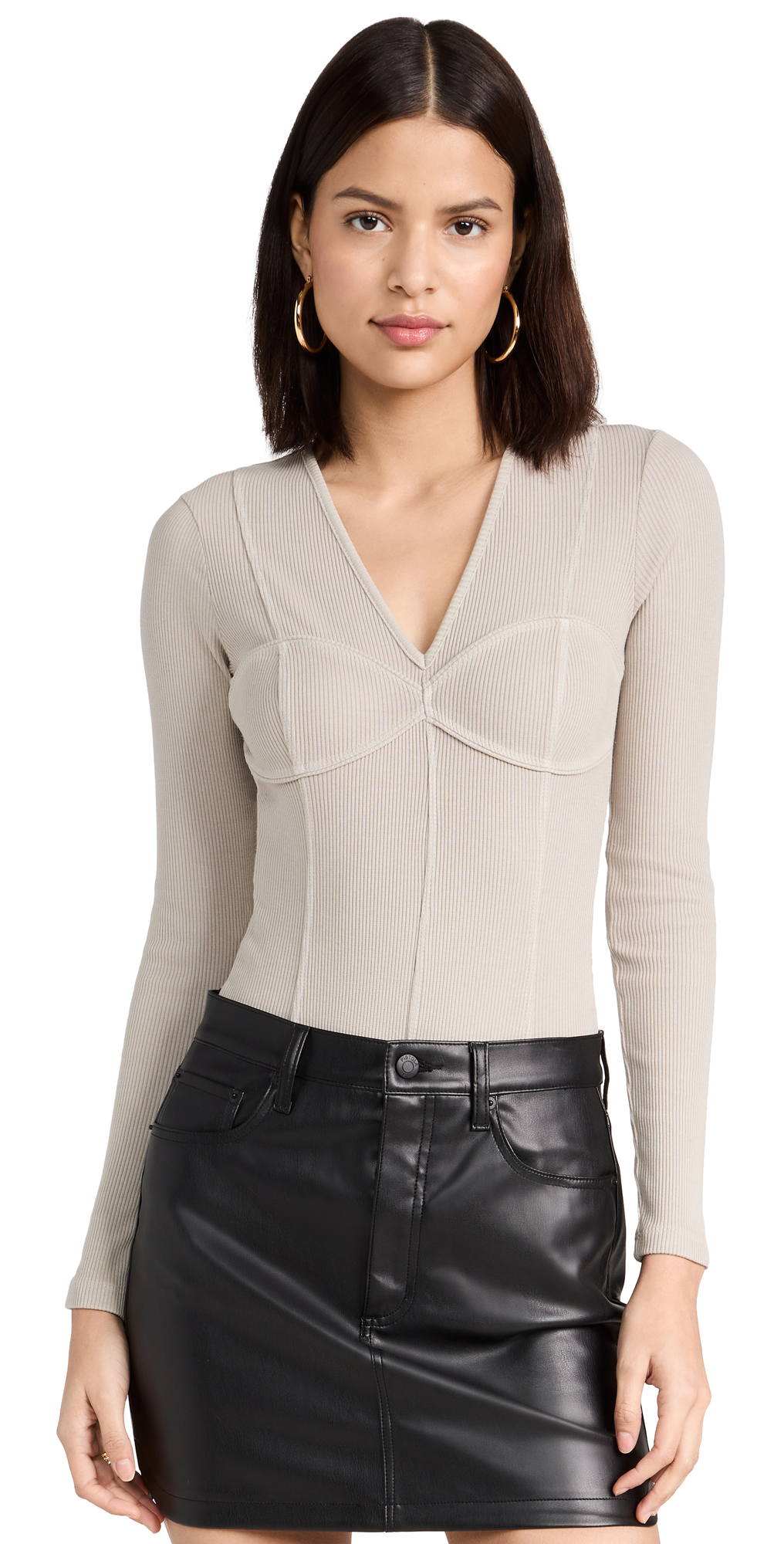 Agolde Devlin Thong Bodysuit In Rice Paper