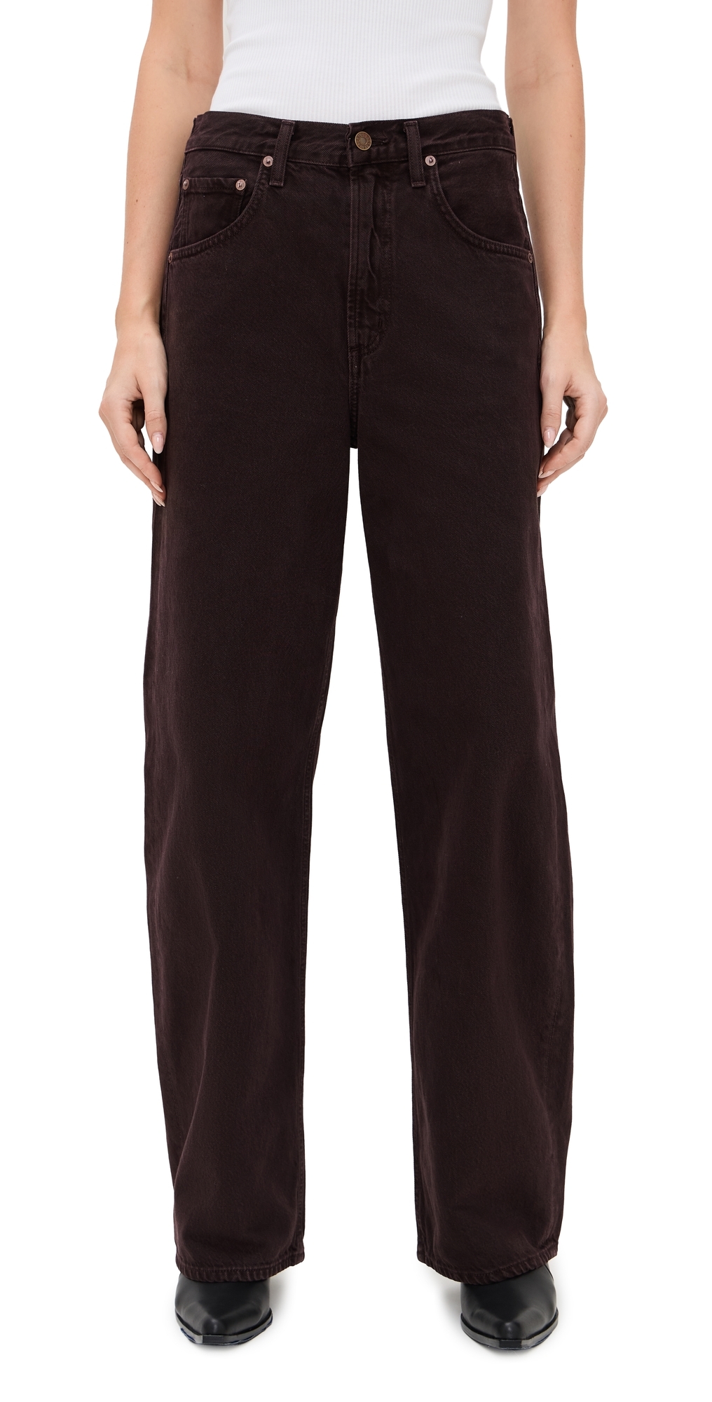 Agolde Low Curve Jeans Sloe Berry In Brown