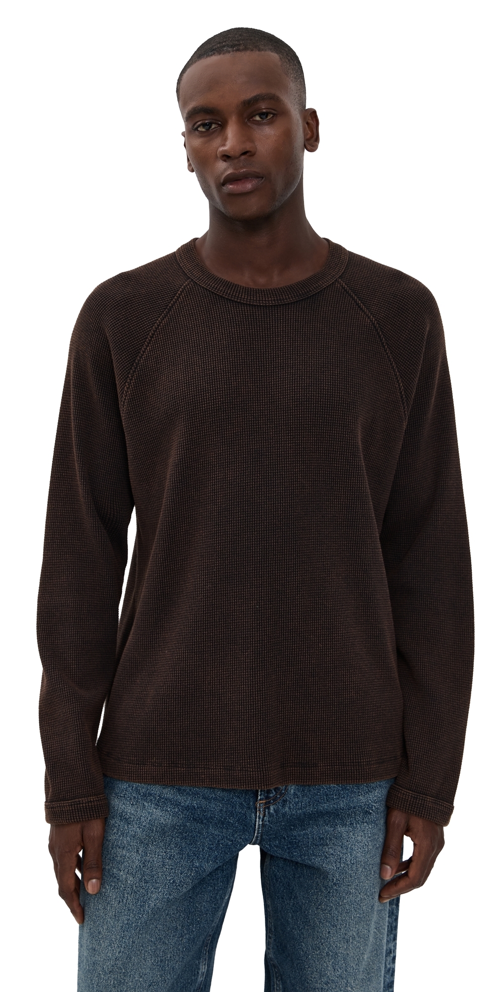 Agolde Payson Waffle Tee Aerosol In Brown
