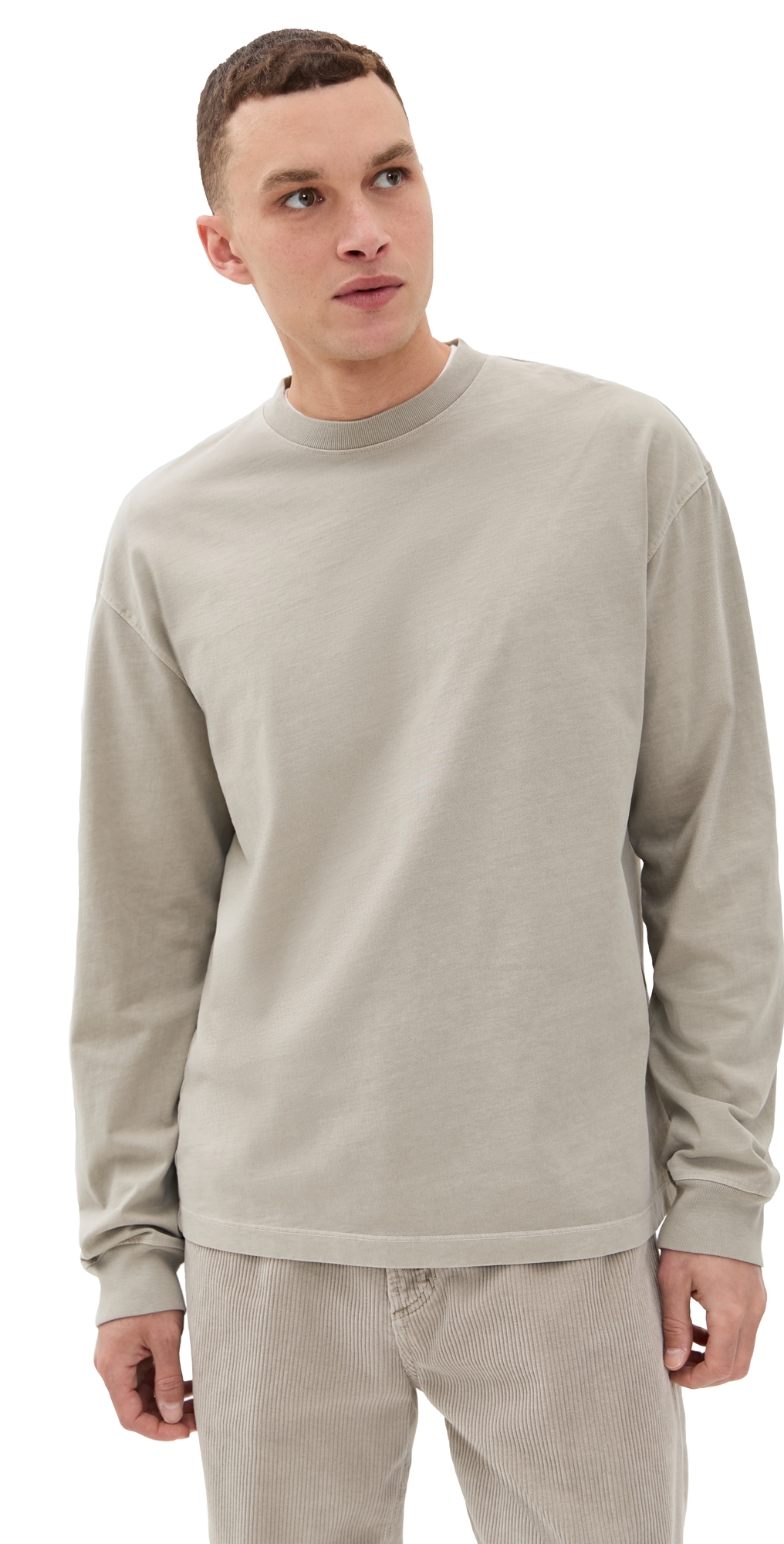 Agolde Payson Long Sleeve Waffle Knit Tee In Brown