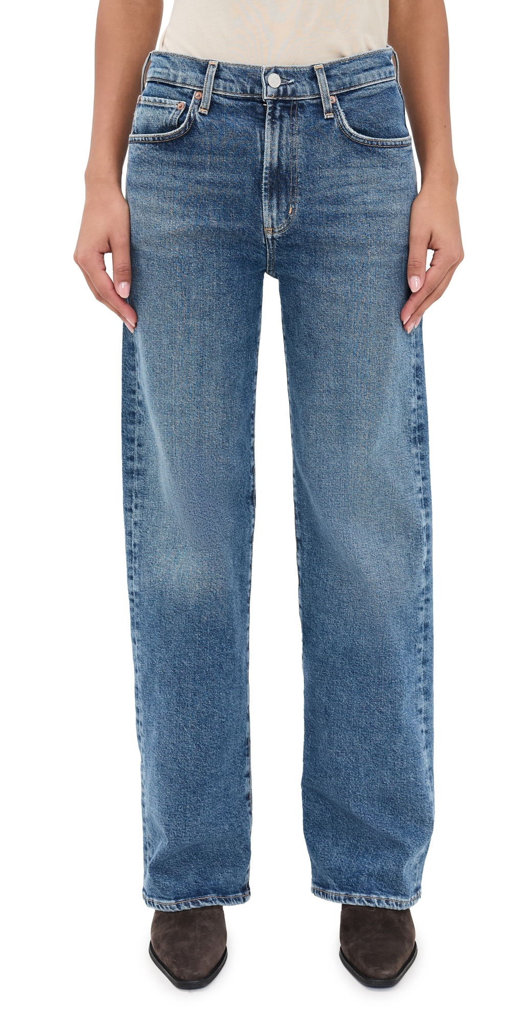 Agolde Mid Rise Kick Boot Jeans In Blue