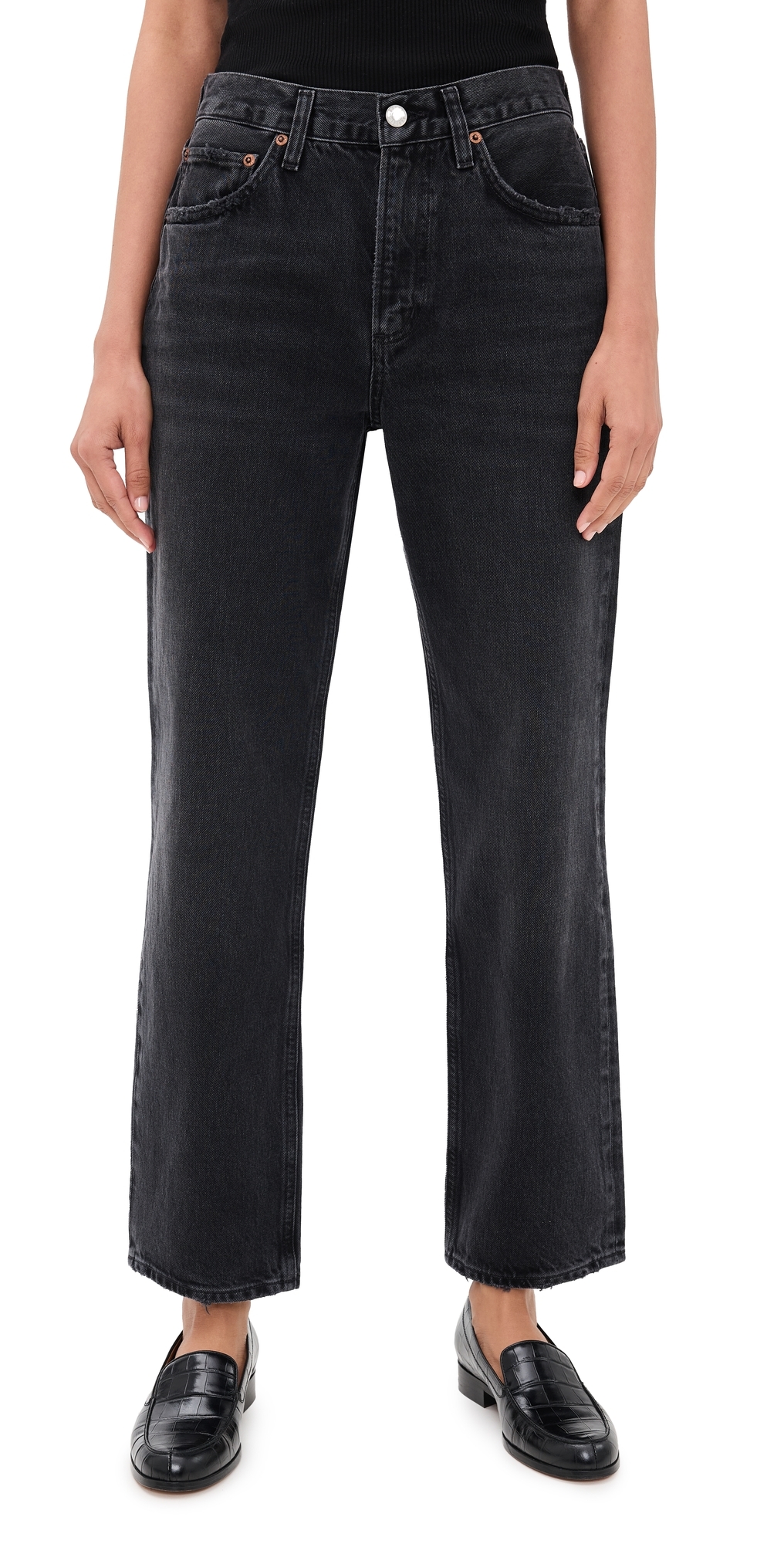 Agolde Black Lyle Jeans In Black