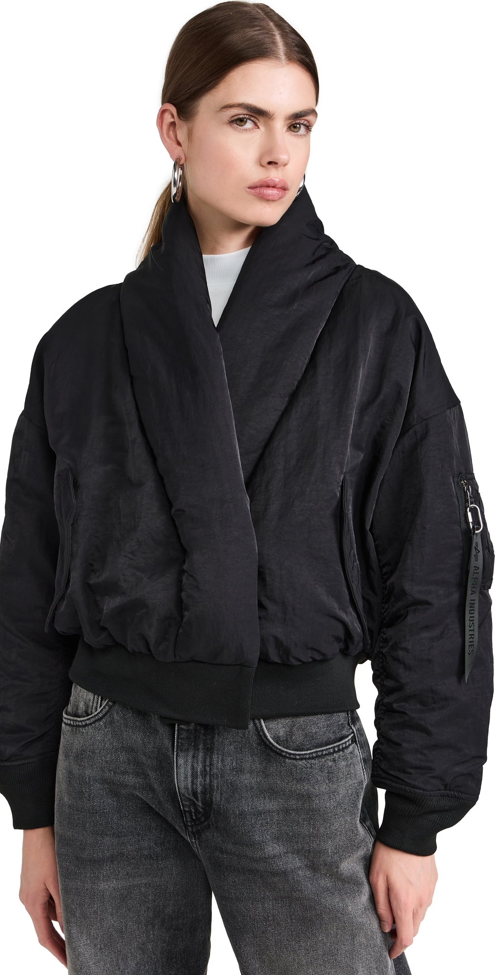 Alpha Industries Shawl Collar Flight Jacket Black In Black