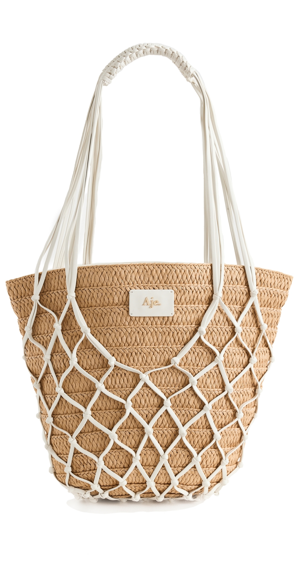 Aje Geo Macrame Mini Beach Tote Ivory/natural