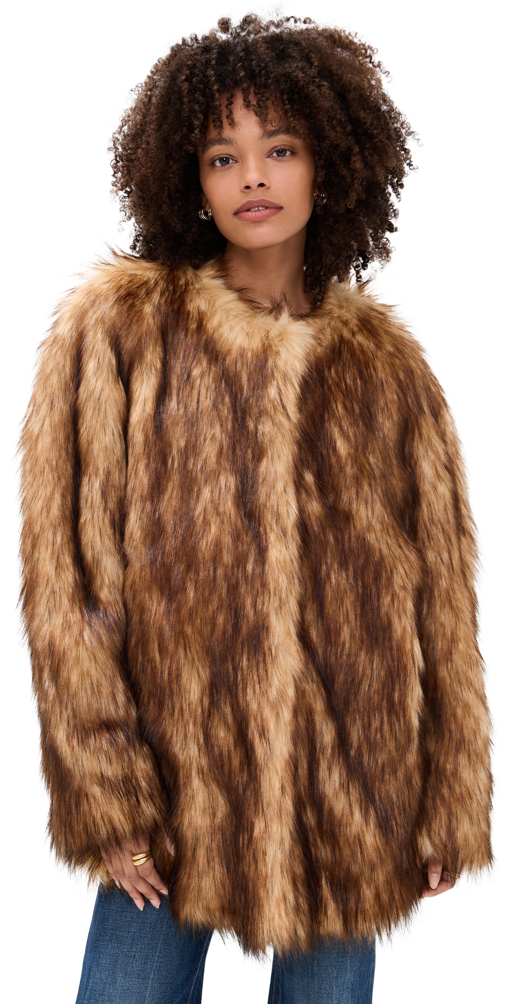 A.l.c Bria Faux Fur Top Coat In Brown