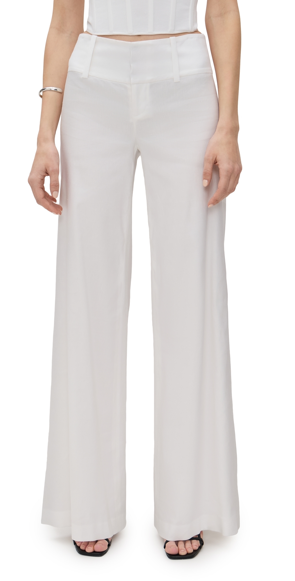 Alice And Olivia Olivia Wide Leg Flare Pants Off White In Off White