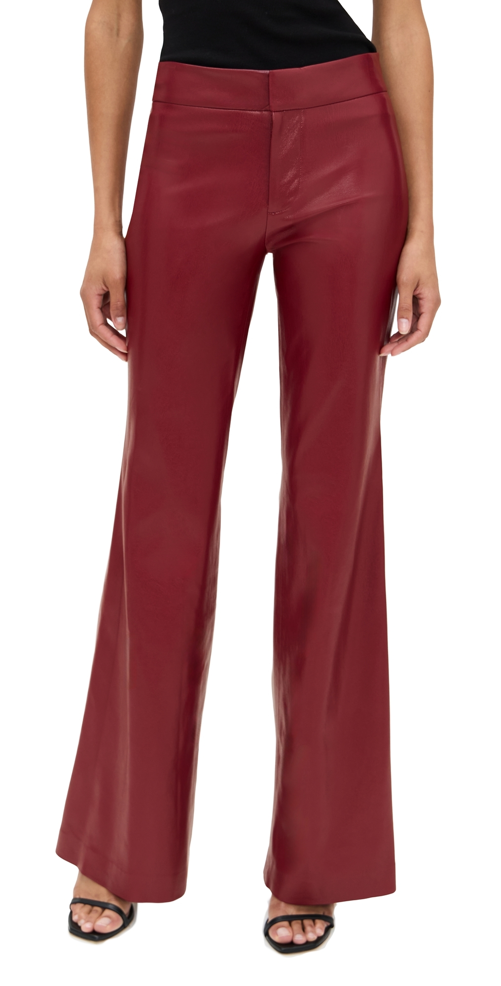 Alice And Olivia Andrew Vegan Leather Trousers Oxblood In Burgundy