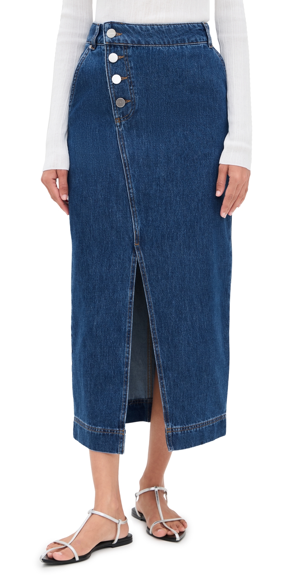 Aligne Asher Denim Midi Skirt In Blue