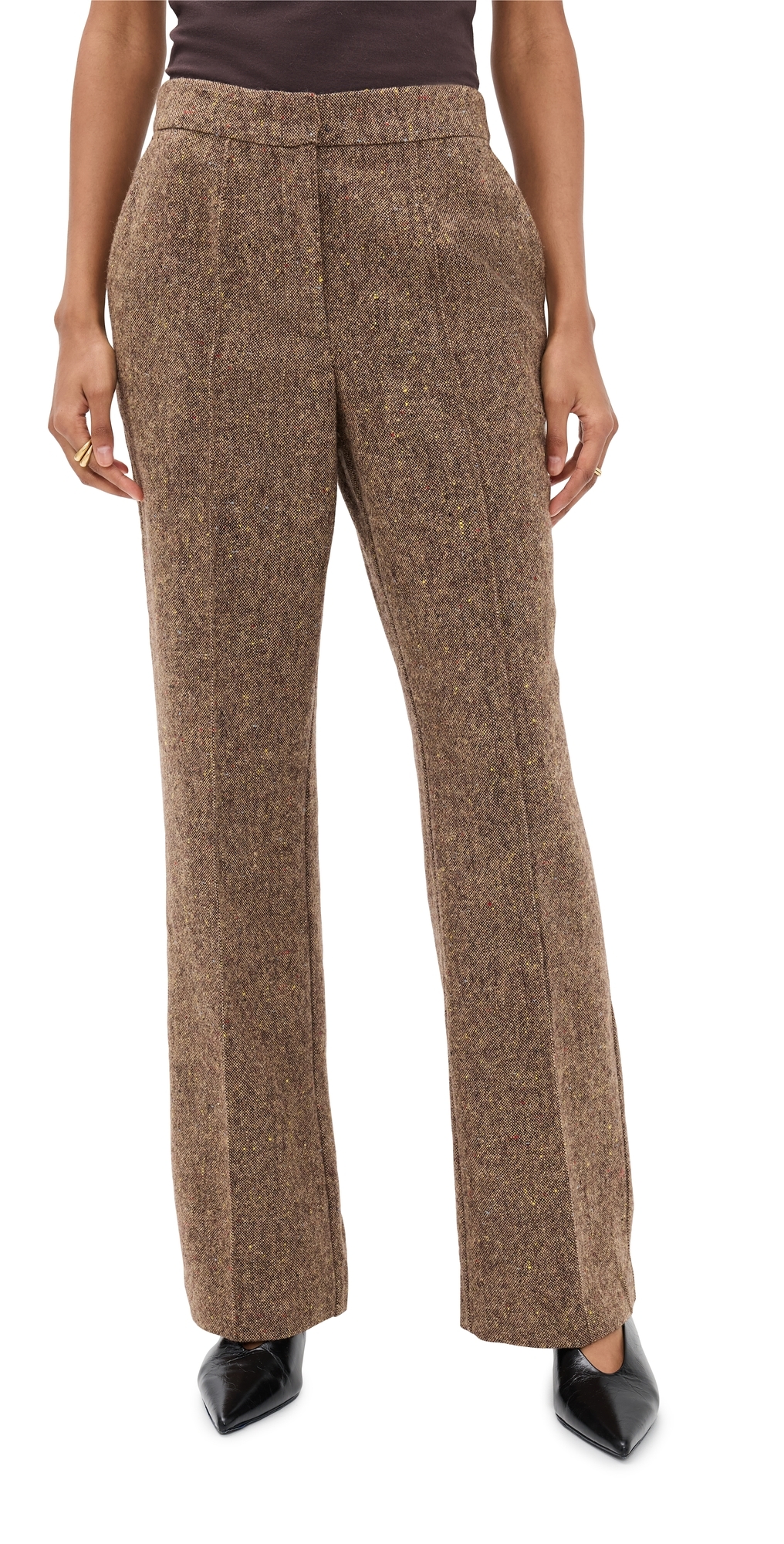 Aligne Lena Wool Blend Straight Leg Pants In Brown