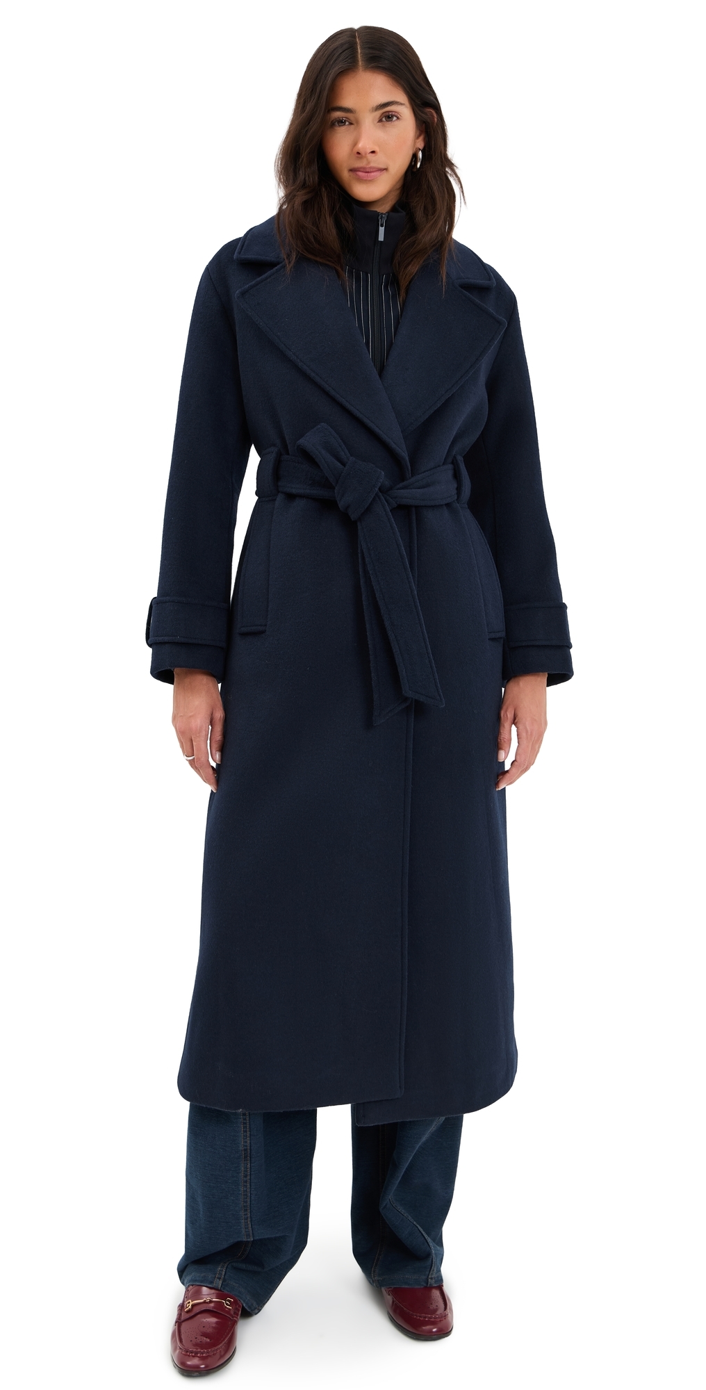 Aligne George Wrap Coat Navy In Animal Print