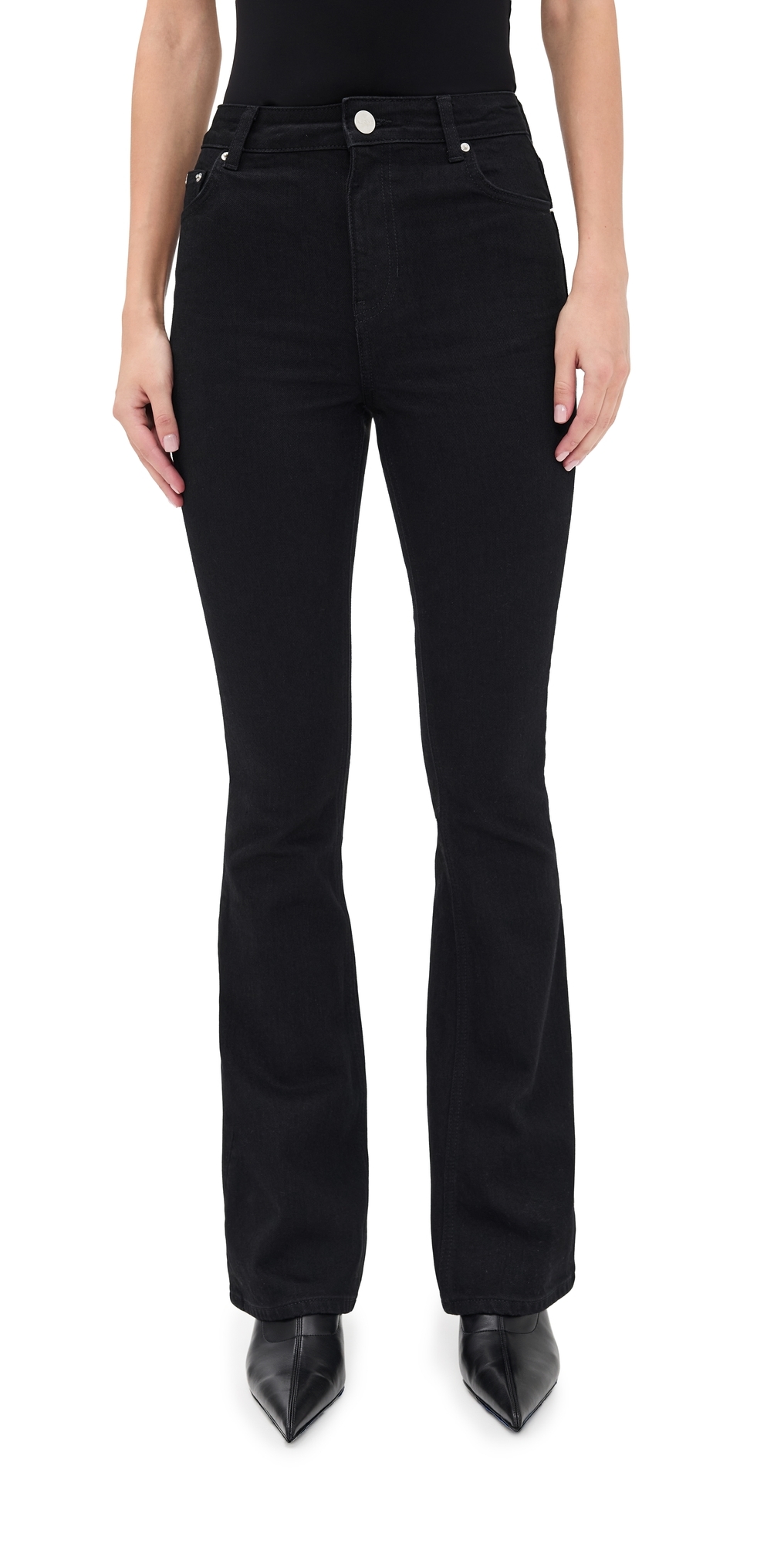 Aligne Mid Rise Slim Flare Jeans Jet Black In Black