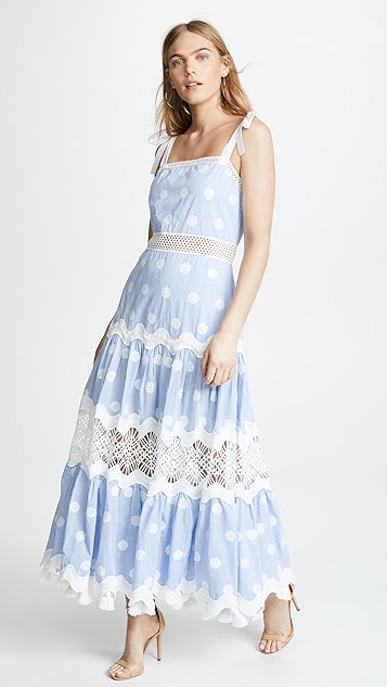 alexis blue and white dress
