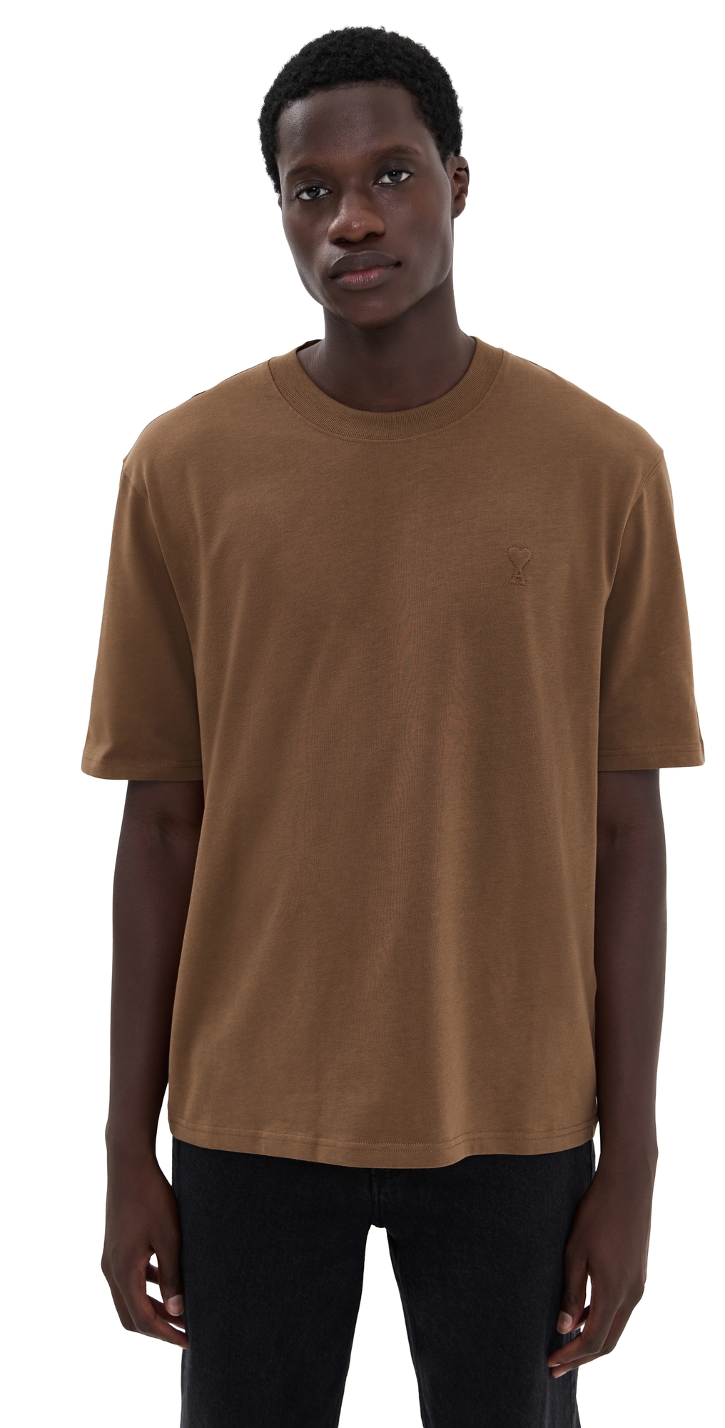 Ami Alexandre Mattiussi Round Neck Short Sleeve T-shirt In Brown