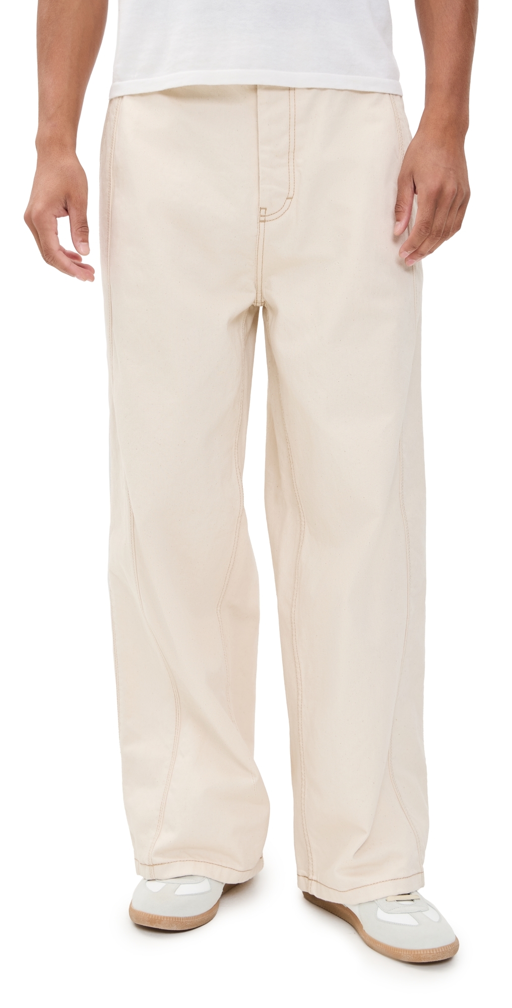 Ami Alexandre Mattiussi Wide Fit Pants Ecru In Neutral