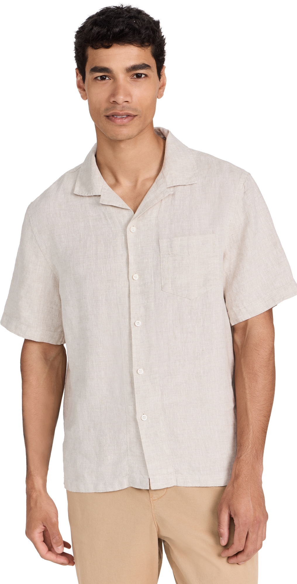 Alex Mill Convertible-collar Linen Shirt In Flax