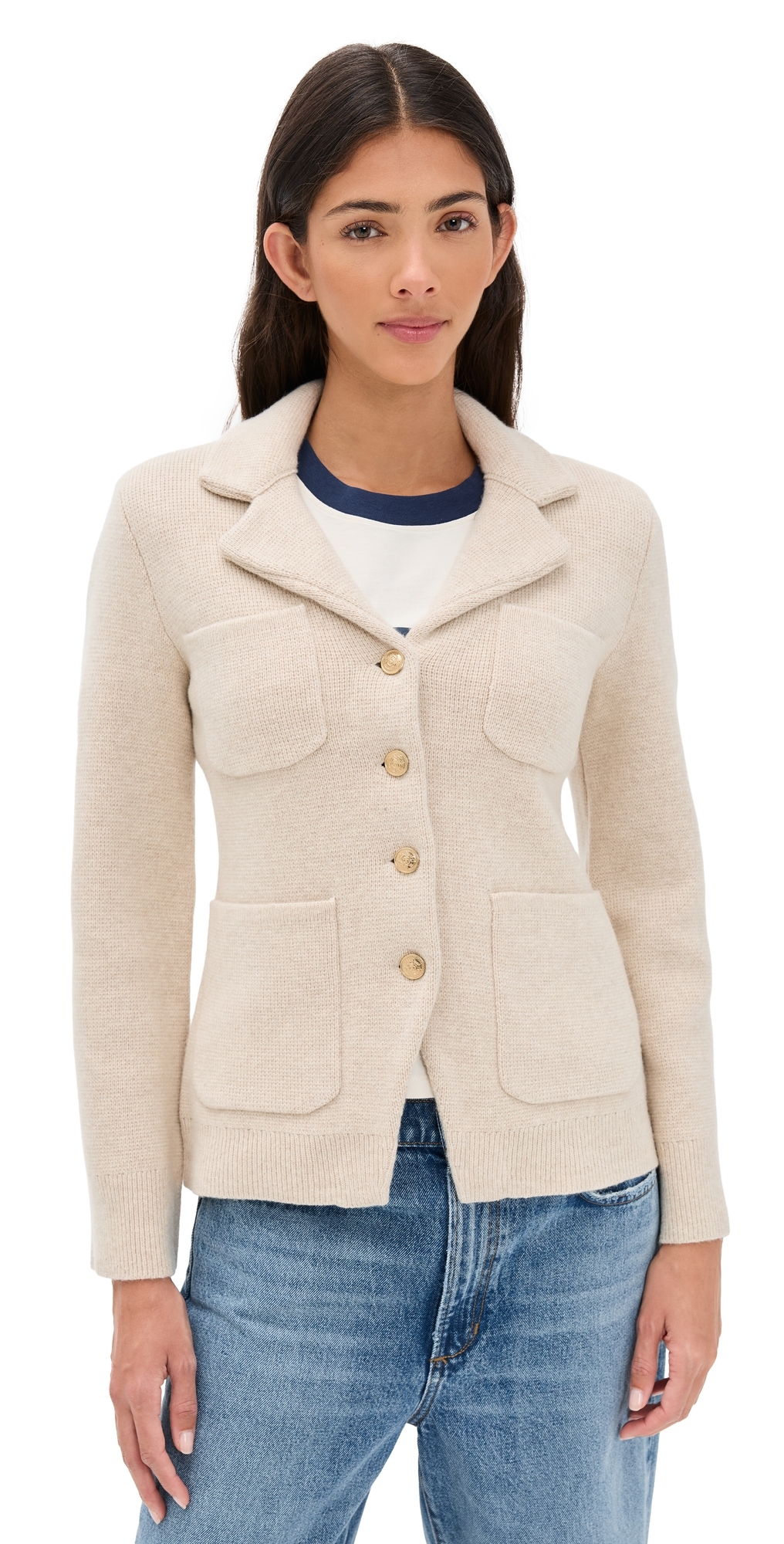 Alex Mill Janie Cardigan In Wool Cotton Blend Wishbone In Neutral