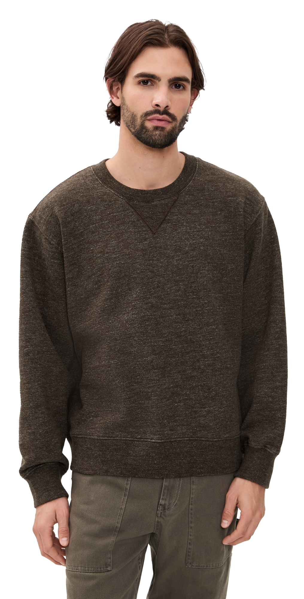 Alex Mill Marlon Sweatshirt In Heather Fleece Heather Chocolate In Brown