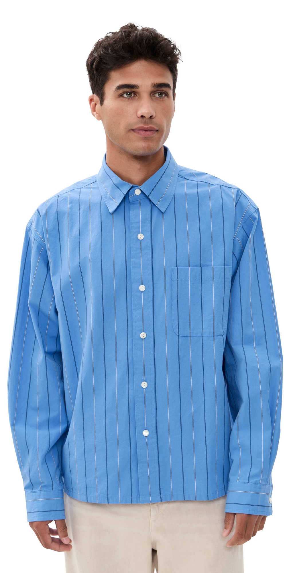 Alex Mill The New Easy Shirt In Novelty Stripe Blue Multi In Blue