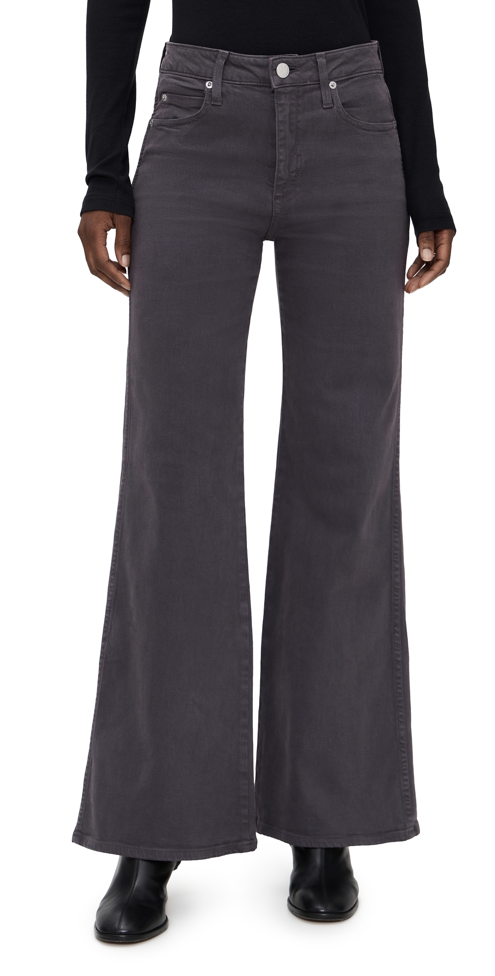 Amo Elizabeth Flare Leg Jean In Pewter In Gray