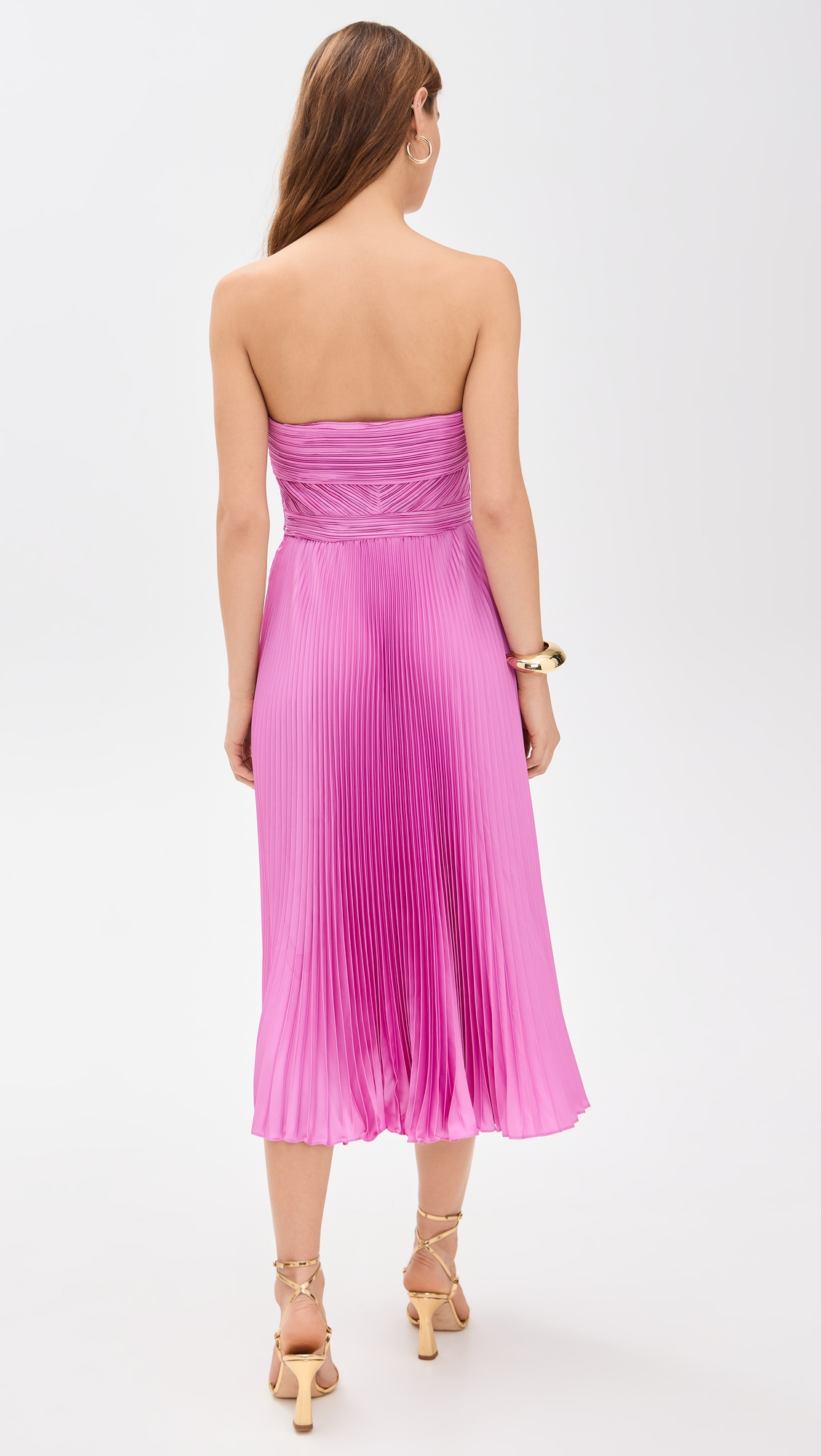 AMUR Harden Pleated Strapless Midi Dress thumbnail