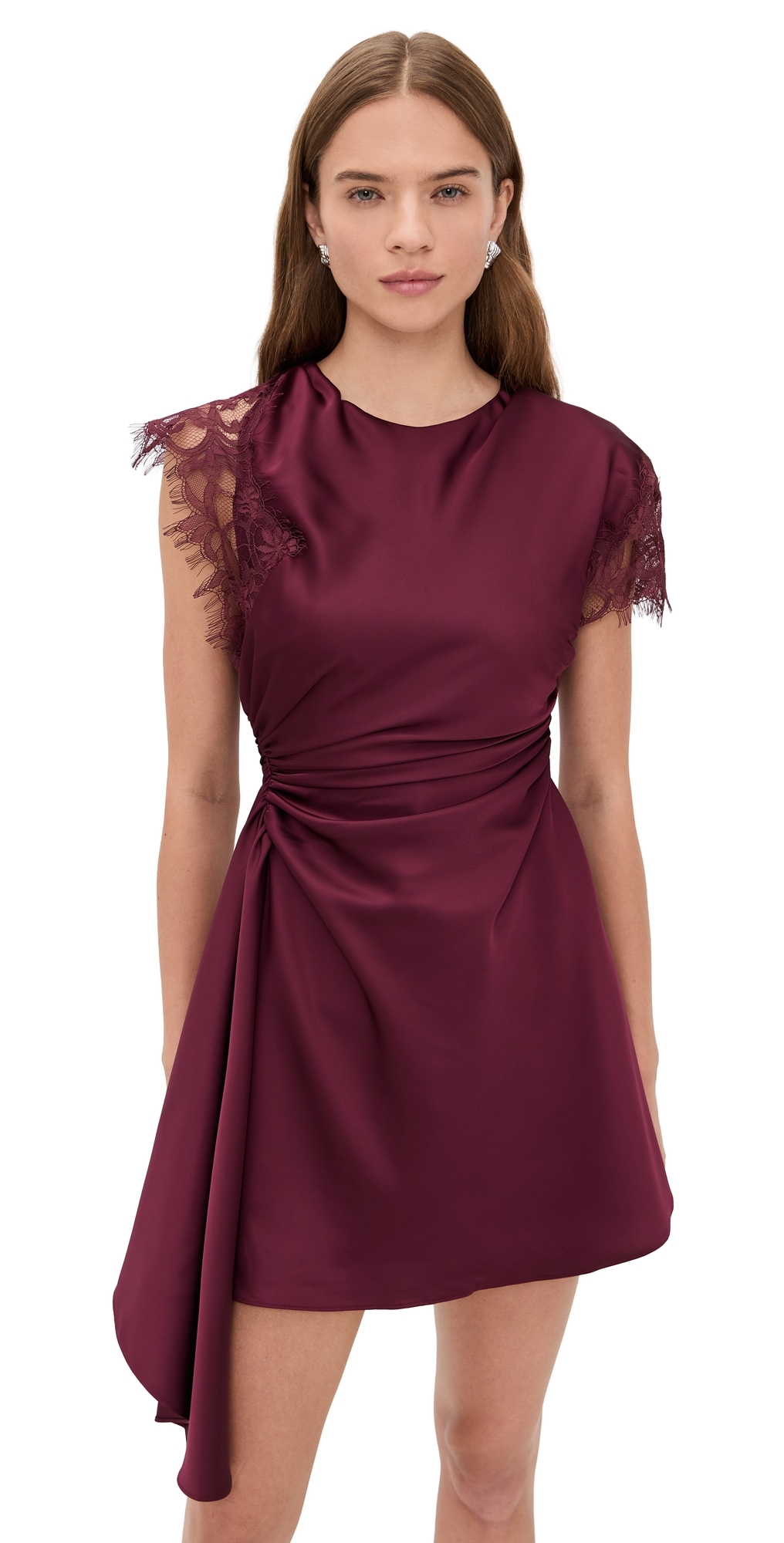 Amur Zina Ruched Mini Dress Pinot Noir In Burgundy