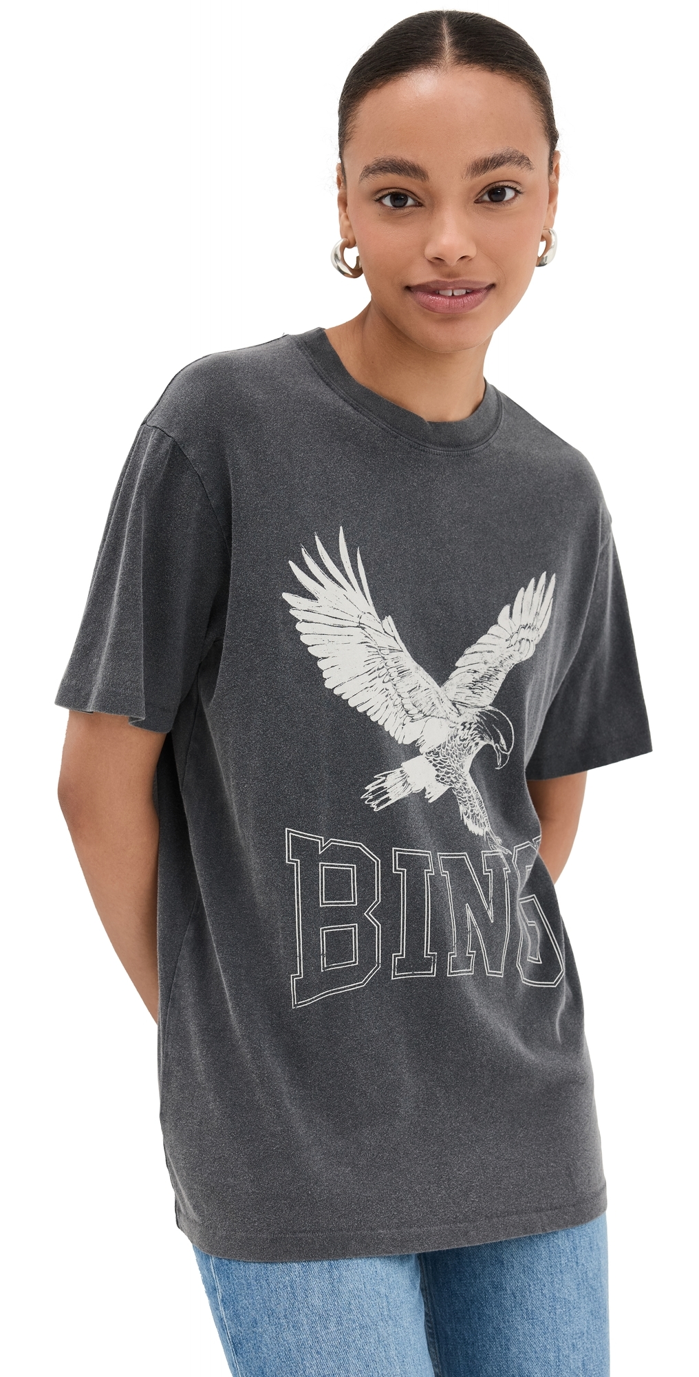 Shop Anine Bing Lili Tee Retro Eagle Washed Black