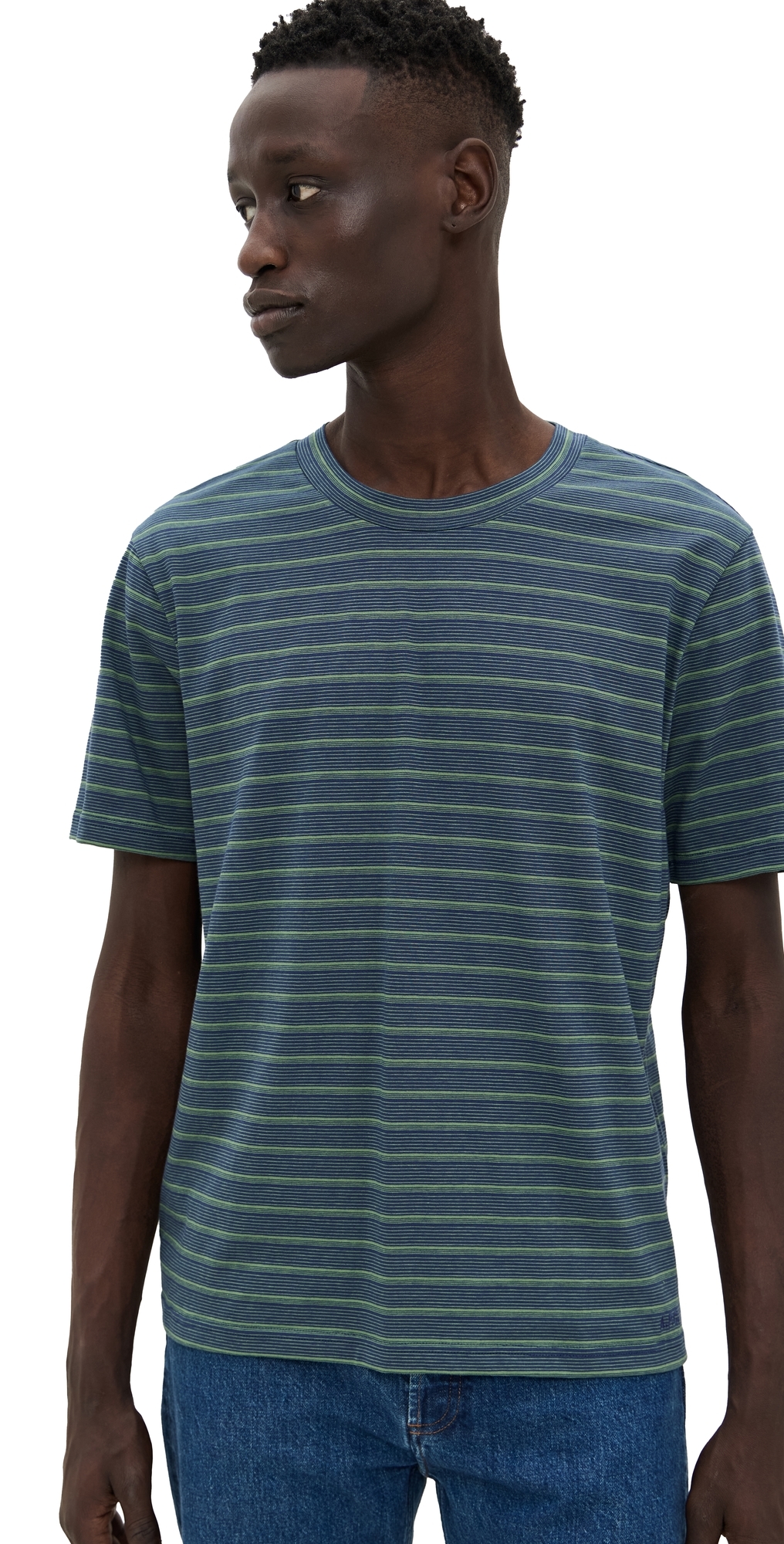 Apc A. P.c. Striped Tee Iak Dark Navy In Iak Dark Navy