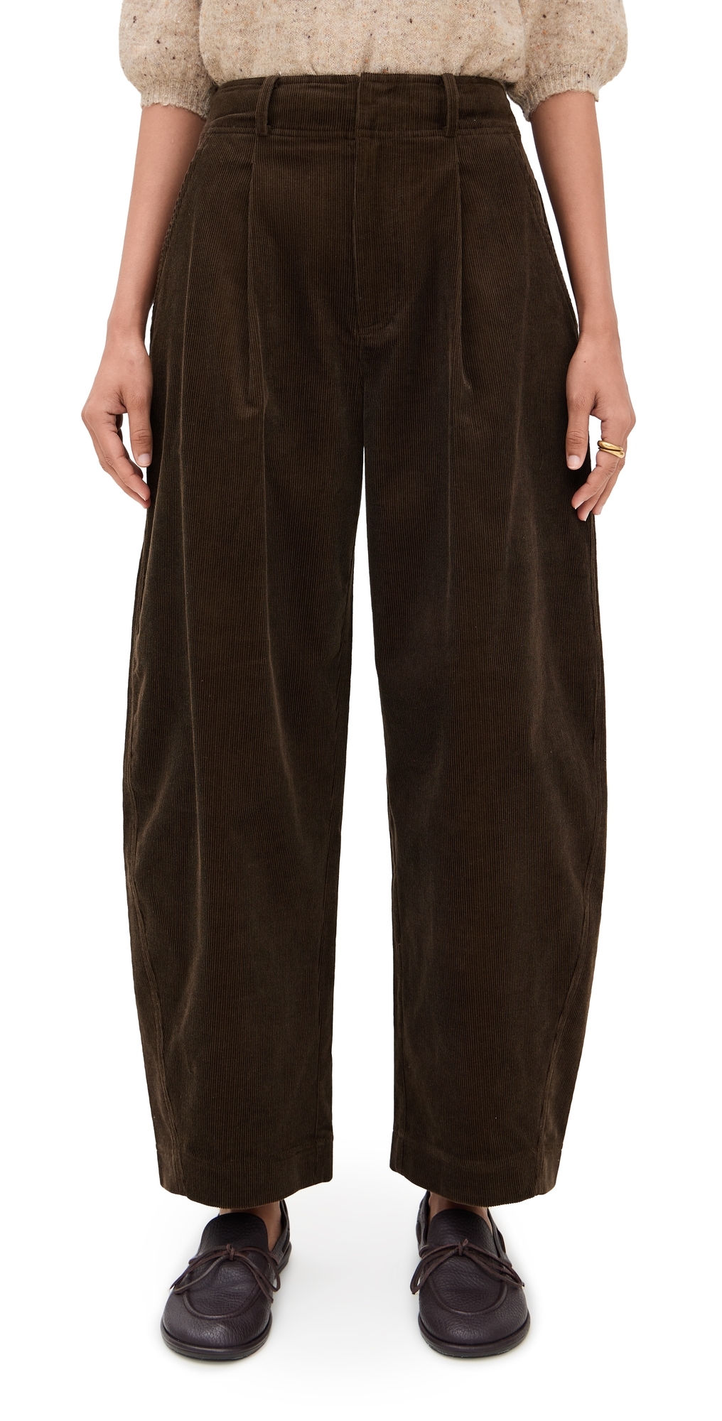 Apiece Apart Bari Crop Corduroy Trousers Carob In Brown