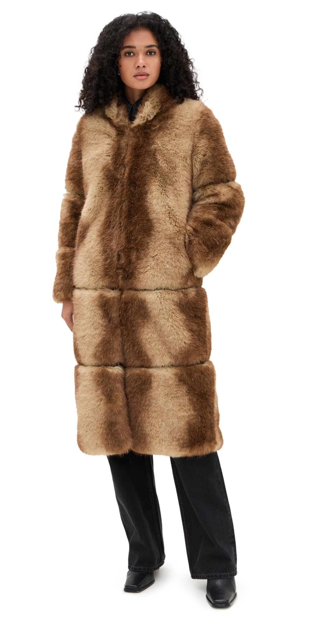 Apparis Sylke Faux Mink Coat Blonde Mink In Brown